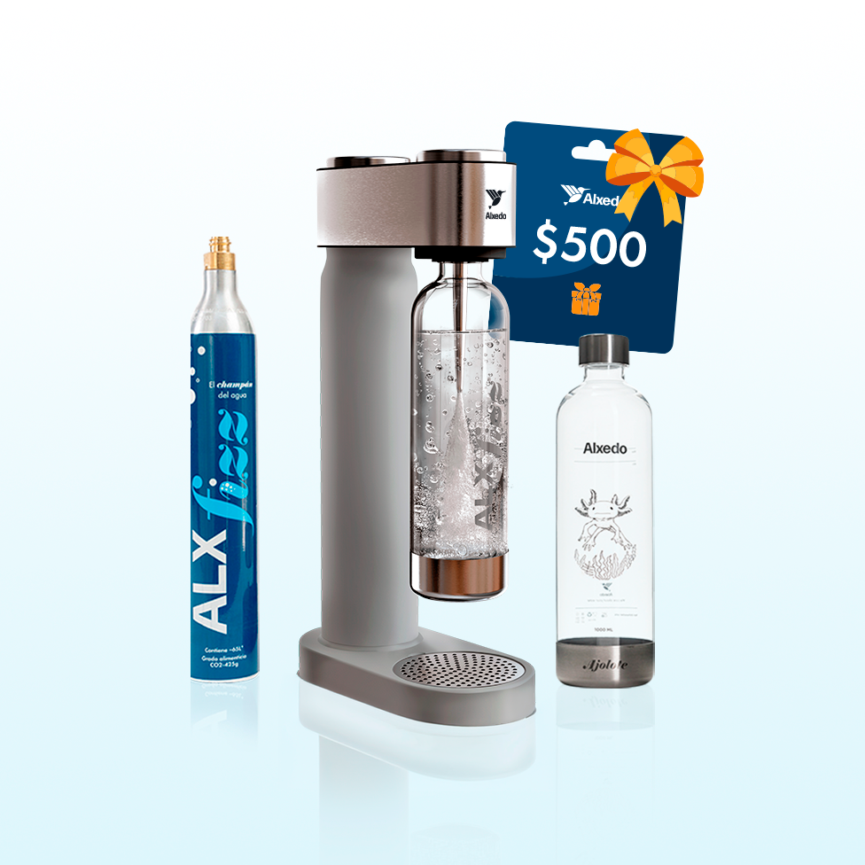 ALXfizz - Gasificador De Agua + Botella fizz Ajolote 1000 ml