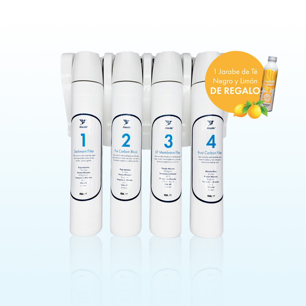 ALX Eco – Purificador con Ultrafiltración | 4 Etapas + Jarabe - Té Negro y Limón