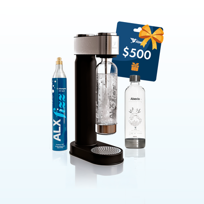 ALXfizz - Gasificador De Agua + Botella fizz Ajolote 1000 ml + Tarjeta de Regalo
